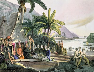 Meeting between the Expedition Party of Otto von Kotzebue and King Kamehameha I on Ovayhi Island by Ludwig Choris